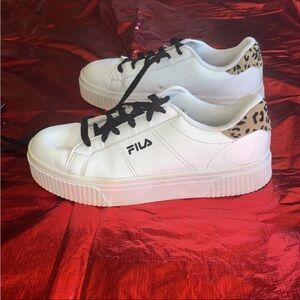 Fila Women's White Sneakers with Leopard Detail